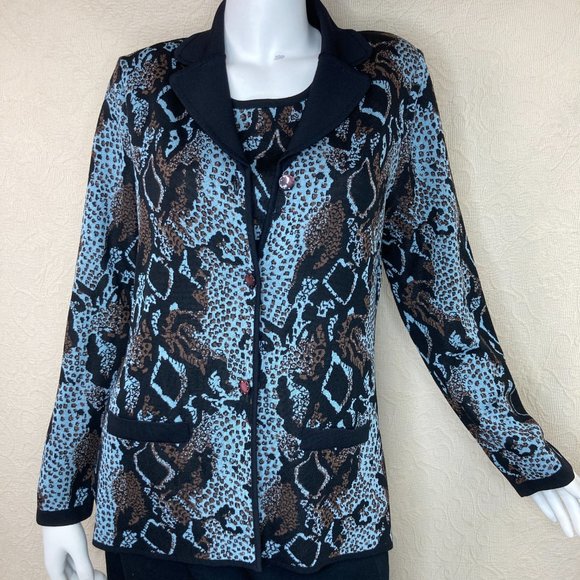 Misook 2-pc Snake Cardigan & Tank Set - Picture 1 of 16